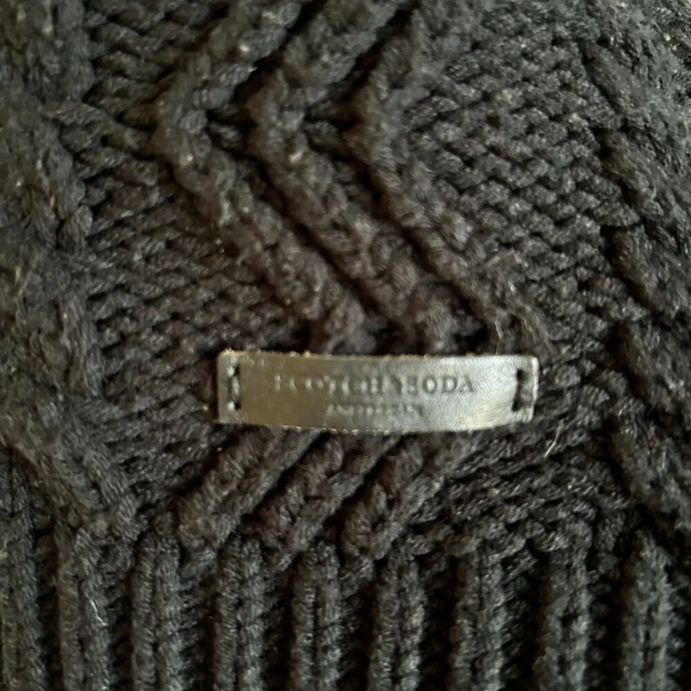 *Super Comfy* Scotch & Soda Shawl-Collar Chunky Cable-Knit Sweater (Black, S) - Picture 3 of 4